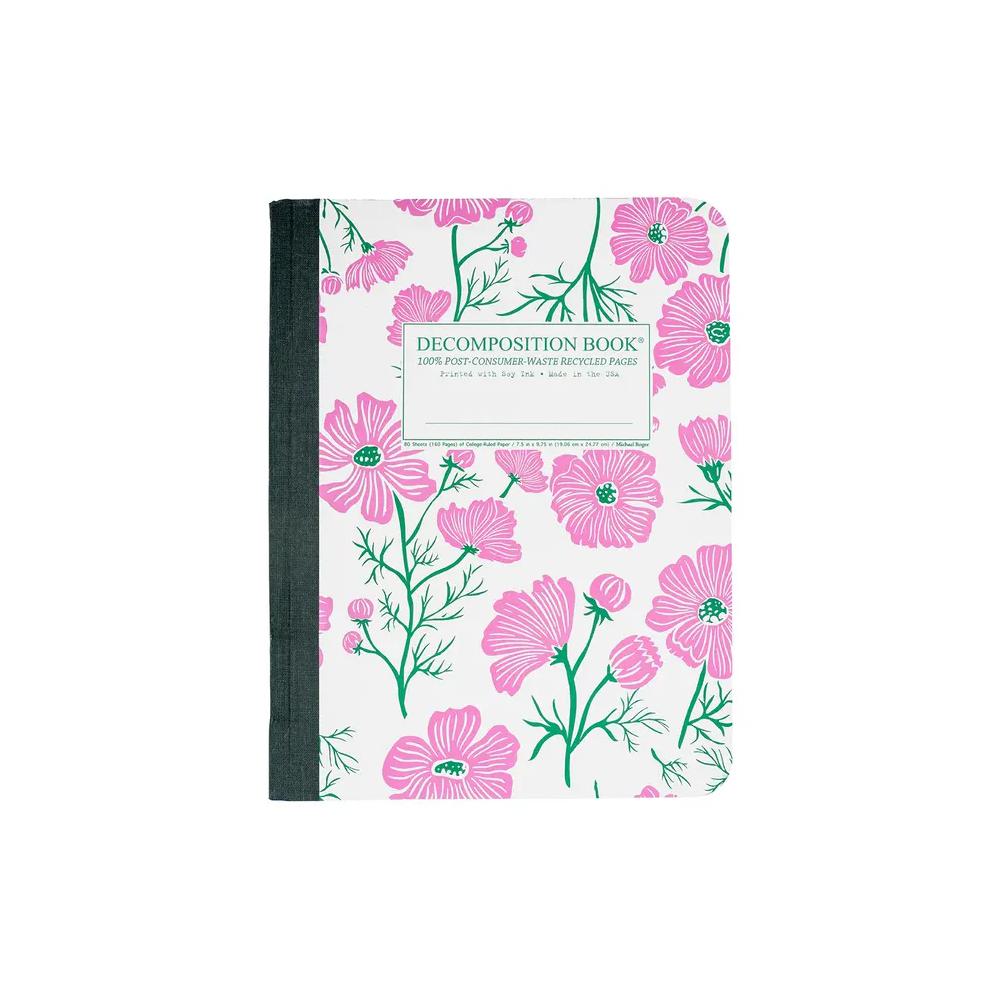 Michael Roger Press, Composition Book, Art & School, 9"x7", Decomp Book, Cosmos Flowers, 890031